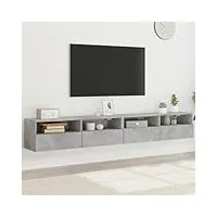 generico larryhot meuble tv mural 2 pièces gris béton 100 x 30 x 30 cm en bois multicouche, meubles tv,836889