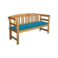 générique larryhot banc de jardin avec coussin 157 cm bois d'acacia massif mobilier de jardin,sièges de jardin,bancs de jardin,bleu