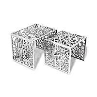 nice tables d'appoint 2 pièces carrées en aluminium argenté