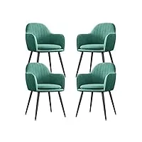 yaxansih lot de 4 chaises de cuisine en velours avec pieds en métal noir pour salon, chambre à coucher, fauteuils de balcon 47 × 44 × 83 cm chaise de cuisine (couleur : vert)