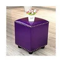 générique pouf cube rembourré en cuir, pouf, repose-pieds carré en bois massif, table basse de salon, petit banc, violet 30 x 30 x 40 cm (12 x 12 x 16 pouces)