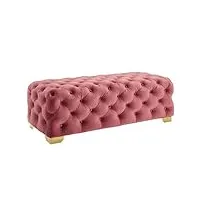 gliget banc banquette banc d'entrée en tissu rustique rembourré, siège de chambre à coucher, repose-pieds capitonné avec boutons, tabouret banc capitonné (color : pink, size : 80 * 45 * 40cm)