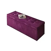 banc ottoman de rangement en velours, luxueux et confortable, repose-pieds, banc à chaussures pour entrée, salon, banc d'extrémité de lit moderne, banc de rangement rectangulaire, violet 60