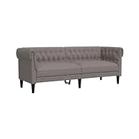 vidaxl canapé chesterfield 3 places taupe tissu