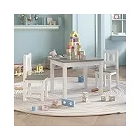 générique larryhot ensemble de table et chaises enfants 3 pcs blanc et gris mdf mobilier pour bébés & tout-petits,meubles pour bébés & tout-petits,blanc