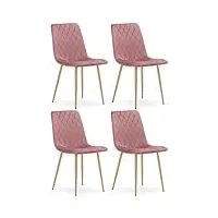 nmk home chaises velour salle a manger lot de 4 - chaises de cuisine avec une assise et un dossier rembourrés - design Élégant pour un aménagement contemporain