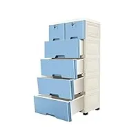 yestaim armoire de rangement à 5 tiroirs - organiseur de bureau multifonction - 50 cm - bleu (6 tiroirs avec roues)