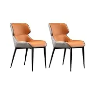 fzzibqyr ensemble de 2 chaises de salle à manger modernes en cuir pu avec dossier haut et siège souple rembourré avec pieds noirs pour chaises de salle à manger et de salon (couleur : orange)