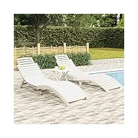 shgaxin chaises longues 2 pcs avec table blanc bois massif d'acacia,chaise longue,chaise longue jardin,chaise longue jardin exterieur