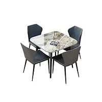 table cuisine avec chaise table de négociation, ardoise intégrale, cuir technique, support en acier au carbone, pour salle de réception et la salle À manger (color : blue+gray, size : 80cm)