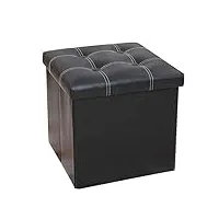 wjabshu poufs de rangement pliants en simili cuir noir, repose-pieds avec rangement, repose-pieds ottoman, coffre de rangement cube, coffre à jouets avec housse en éponge à mémoire de forme