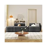 totitom canapés ordinaires, design moderne, rembourré, canapé trois places, canapé de salon avec rangement de table basse, avec repose-pieds et méridienne (gris foncé)