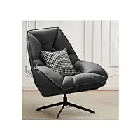 wjabshu canapé pivotant en simili cuir, chaise longue pivotante de salon, siège rembourré, fauteuil moderne du milieu du siècle pour le salon(color:gris foncé)