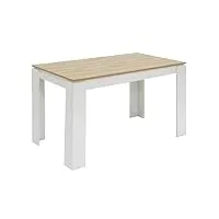 furnitable table à manger, table de cuisine en bois, style scandinave, table pour 4, 120x70x75cm, chêne et blanc