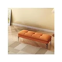 banc de lit ottoman rembourré, banc de chambre à coucher, repose-pieds avec pieds en métal pour l'entrée de la chambre à coucher (orange 100 x 40 x 40 cm)