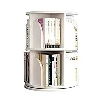 eeshha Étagère à livres bibliothèque blanche rotative à 2 niveaux à 360 °, étagères empilables, organisateur d'étagère, bibliothèque sur pied, présentoir de livres, rangement (blanc 50 x 66 cm)