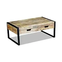 rantry table basse en bois massif de mango 100 x 60 x 40 cm, table de salon, table de bureau, chambre à coucher, jardin