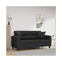 rantry canapé 2 places avec coussins noir 140 cm en simili cuir, meuble canapé jardin, canapé lit, canapé, salon, salon, terrasse extérieure, mobilier