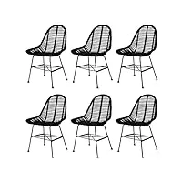 rantry chaises de salle à manger 6 pièces noires en rotin naturel, chaises d'extérieur, chaises de jardin, meubles d'extérieur pour jardin, patio