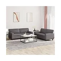 rantry ensemble de canapés 2 pcs gris en similicuir, meuble canapé jardin, canapé-lit, canapé-lit, canapés extérieur, salon terrasse extérieur meubles