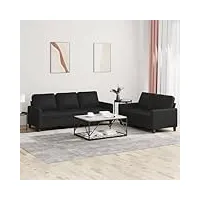 rantry lot de 2 canapés avec coussins noir en simili cuir, meuble canapé jardin, canapé, salon, canapé, salon, terrasse extérieure, mobilier l
