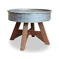 rantry table basse en bois massif récupéré 60 x 45 cm argent, table de salon, table de bureau, chambre à coucher jardin