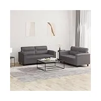 rantry lot de 2 canapés avec coussins gris en simili cuir, meuble canapé jardin, canapé, salon, canapé, salon, salon, terrasse extérieure, mobilier rk
