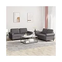 rantry lot de 2 canapés avec coussins gris en simili cuir, meuble canapé jardin, canapé, salon, canapé, salon, salon, terrasse extérieure, mobilier rq