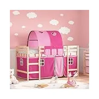 furniture home tools lit mezzanine pour enfant en pin massif rose 90 x 190 cm