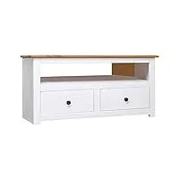 furniture home tools panama meuble tv d'angle en pin massif blanc 93 x 49 x 49 cm