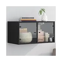 tekeet mobilier home tools armoire murale avec portes en verre noir 68,5 x 37 x 35 cm