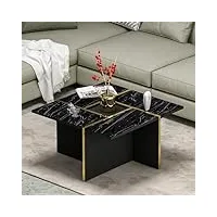 homidea silva table basse - table de salon moderne - table basse - table d'appoint au design tendance (marbre noir)