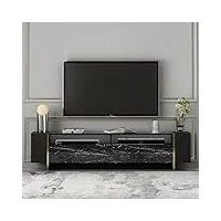 homidea angel ensemble de salon – meuble tv – banc tv en bois avec 2 portes au design moderne pour le salon (marbre noir)