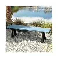 lkpmgoa banc exterieur jardin banc de jardin siège en rondins + pieds en métal, bonne résistance aux intempéries, pour porche, arrière-cour (color : blue, size : 120cm)