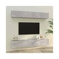 dcraf meubles home tools meuble tv mural 4 pièces gris béton 100 x 30 x 30 cm