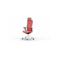 chaise de bureau ou de bureau professionnelle top actiu tnk flex red velvet dossier tapissé ergonomique, accoudoirs réglables 3d avec certification 24h jusqu'à 150 kg