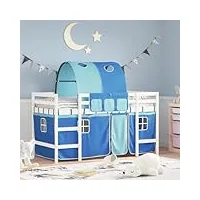 furniture home tools lit mezzanine pour enfant en pin massif bleu 90 x 200 cm