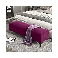 banc de rangement, banc de rangement rembourré en velours, banc de chambre à coucher avec coffre de rangement de qualité supérieure, pas besoin d'assemblage ( color : purple , size : 60x40x43cm(24x16x