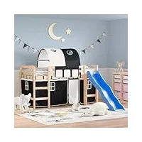 furniture home tools lit mezzanine pour enfant avec tunnel en pin massif blanc et noir 90 x 190 cm
