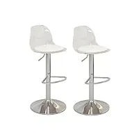 lot de 2 tabourets de bar en acrylique transparent – chaises pivotantes réglables avec cuir pu, tabourets de bar tendance pour la maison et la cuisine