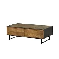 table basse en bois de manguier/bois de récupération 120x60x40 noir/naturel laqué davis #50, couleur:noir/nature laqué, mesure:120x60 cm
