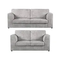 sofa select – ensemble de canapés jumbo 3 + 2 places (dossier haut), combinaison d'accoudoirs confortables, confort moderne et élégant, meubles de salon luxueux avec oreillers (argenté)