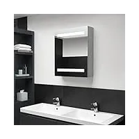 tidyard armoire de salle de bain à miroir led gris béton 50x14x60 cm, meuble de rangement avec compartiment suspendu salle de bain, armoire murale de toilette