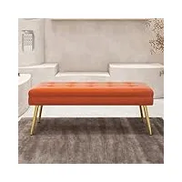banc de lit moderne pour chambre à coucher, banc ottoman rembourré en simili cuir avec pieds en métal, repose-pieds confortable, banc à chaussures, bancs multifonctions (couleur :