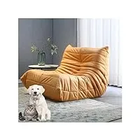 canapé de sol paresseux, fauteuil de salon, canapé de sol, chaise longue, canapé de sol doux, chaise d'angle de salon, chaise de lecture, canapé 1 place 70*90*85cm orange-artificial leather
