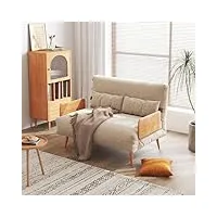 canapé-lit convertible, canapé-lit 2 places, chaise longue de loisirs avec cadre en bois robuste pour la maison et le bureau, chaise de couchage confortable (comme lit – 200 x 110 x 30 cm)