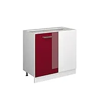 livinity meuble d'angle r-line, rouge bordeaux haute brillance/blanc, 86 cm, pa anthracite