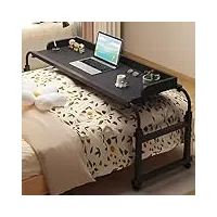 faxioawa table de lit, table de lit pour ordinateur portable avec roulettes, hauteur réglable de 65 à 95 cm, poste de travail informatique, table de lit, table de chaise (couleur : noir)