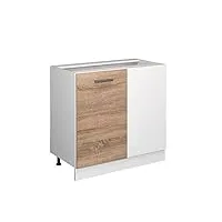 livinity meuble d'angle r-line, sonoma/blanc, 86 cm, pa chêne