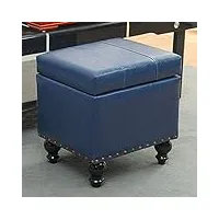 gerrit cube faux cuir rangement ottoman tabouret pouf banquette,coffre à jouets avec charnière top organisateur boîte pouf coffre-bleu 40x34x40cm